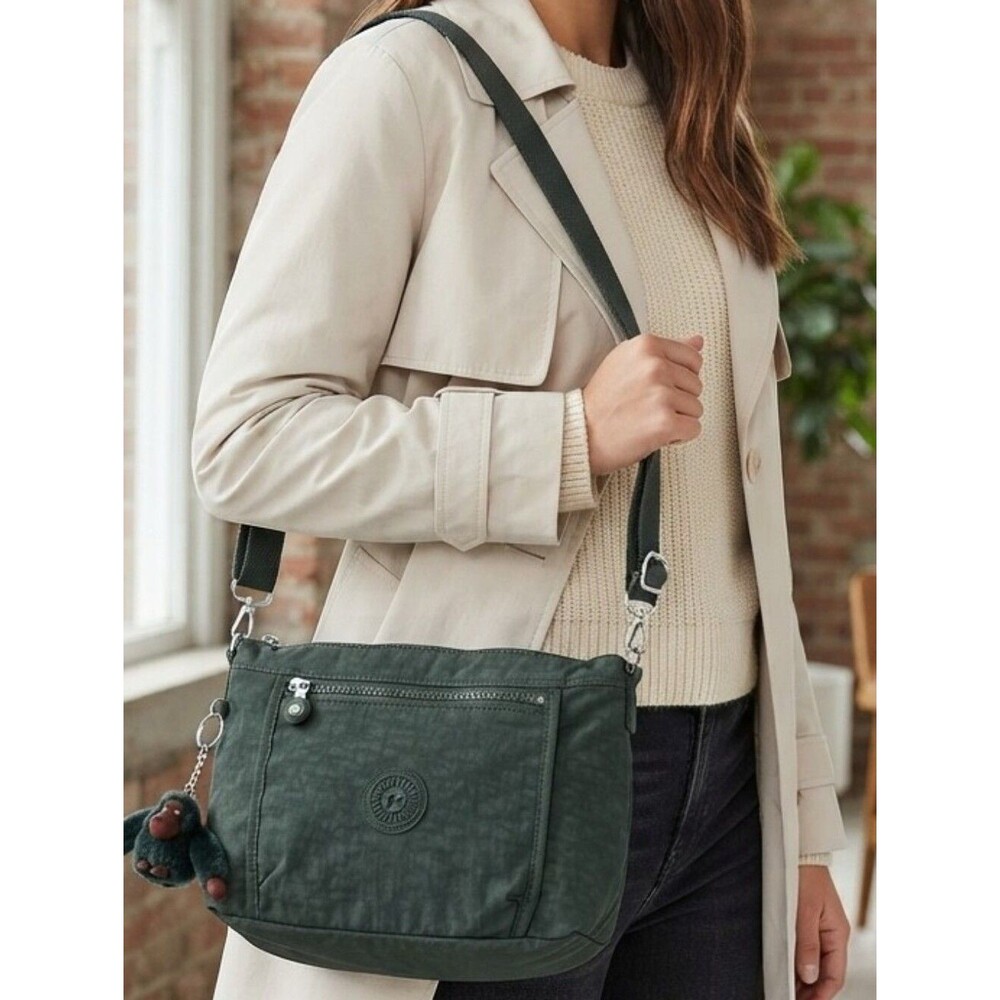 Kipling Dark Green Crossbody Bag Lightweight Durable Travel Casual School